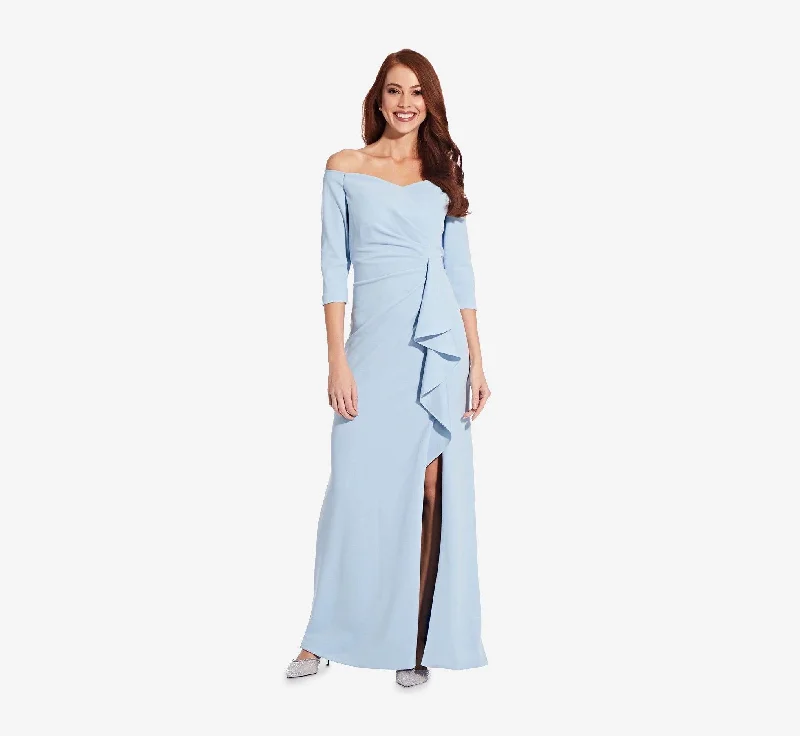 maxi dresses with front pocketsAdrianna Papell AP1E207024 Long Off Shoulder Dress