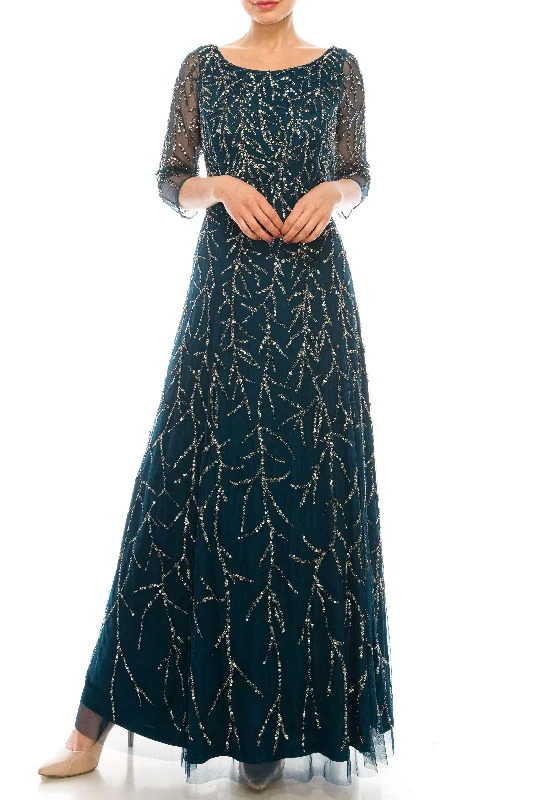 Flowery Print Long Sleeves DressAidan Mattox Long Formal Long Sleeve Dress MD1E204628