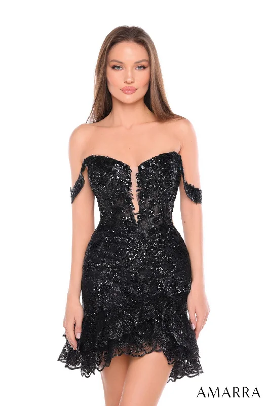 spring party dressesAmarra 88060 Short Fitted Homecoming Sequin Cocktail Dress