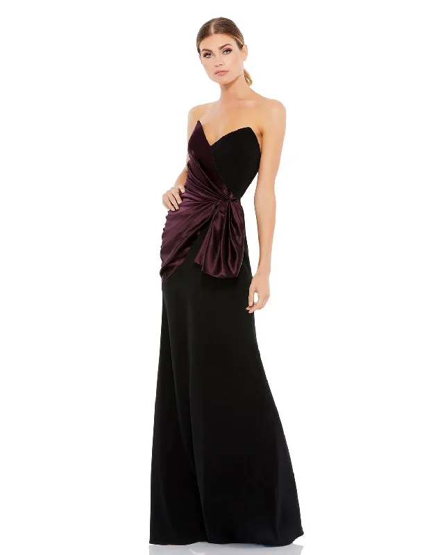 maxi dresses for date nightsBlack Plum 6 Mac Duggal 2648 Long Two Tone Draped Strapless Dress Sale