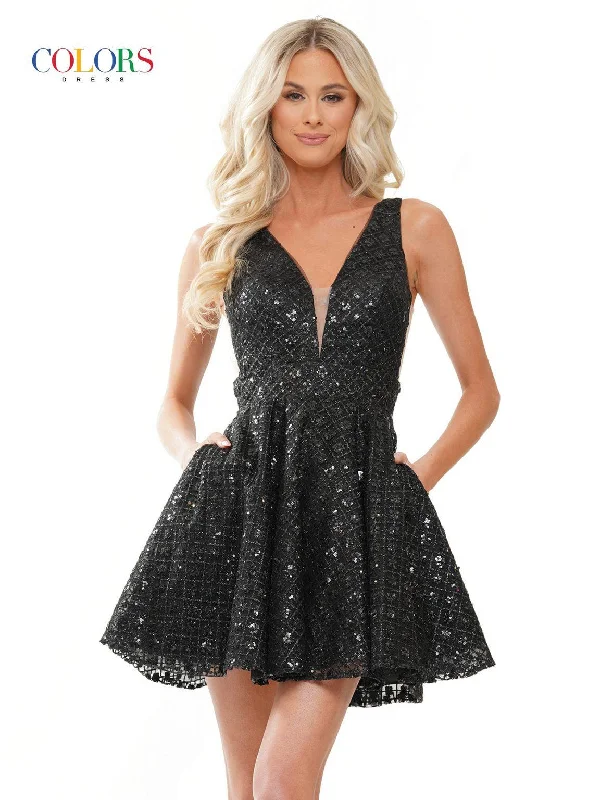 glam party dressesColors 3029 Homecoming Short Sleeveless Glitter Cocktail Dress