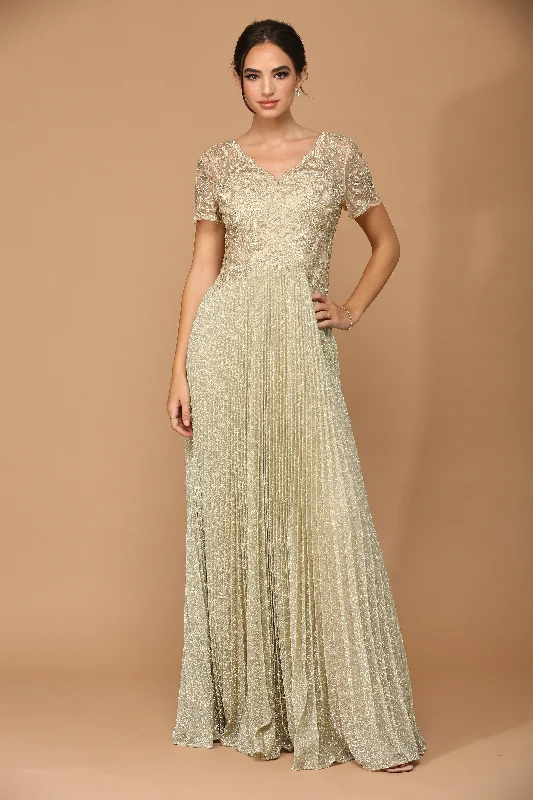 flowy wedding dressesMother of the Bride Long Formal Metallic Dress Sale