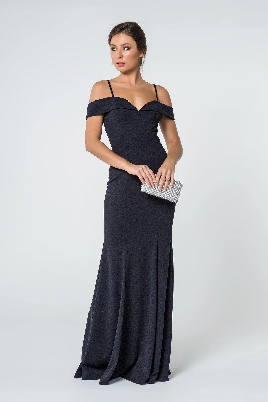 maxi dresses for layeringJersey Sweetheart Mermaid Long Dress with Cut-Away Shoulder