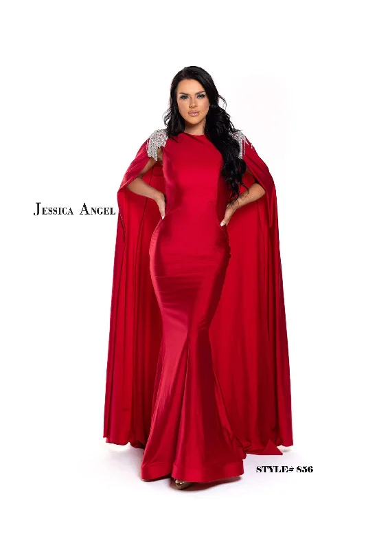 maxi dresses with halter necksJessica Angel Long Formal Fitted Cape Dress 856