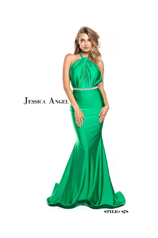 maxi dresses with short sleevesJessica Angel Long Formal Halter Fitted Dress 878