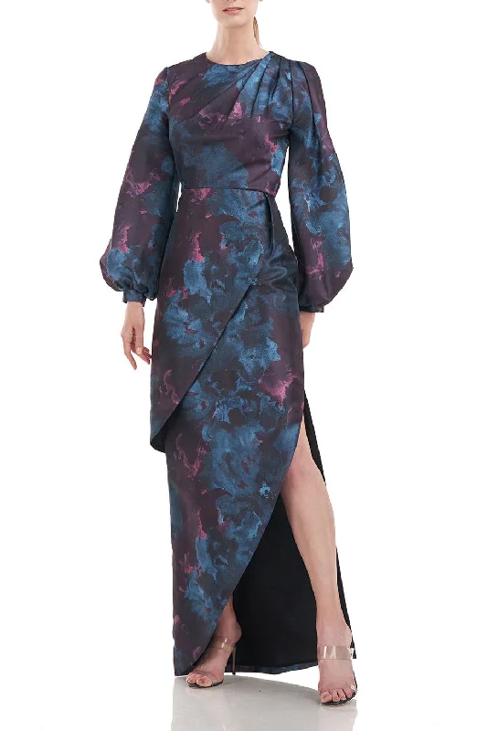 Formal Party Long Sleeves DressKay Unger 5518784 Long Sleeve Formal Floral Print Dress