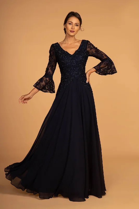 elegant wedding dressesMother of the Bride Bell Sleeves Long Dress Formal