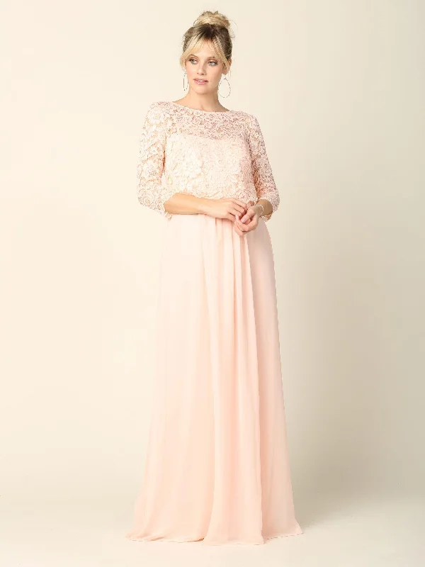 wedding dress inspirationLong 3/4 Sleeve Mother of the Bride Chiffon Dress Sale