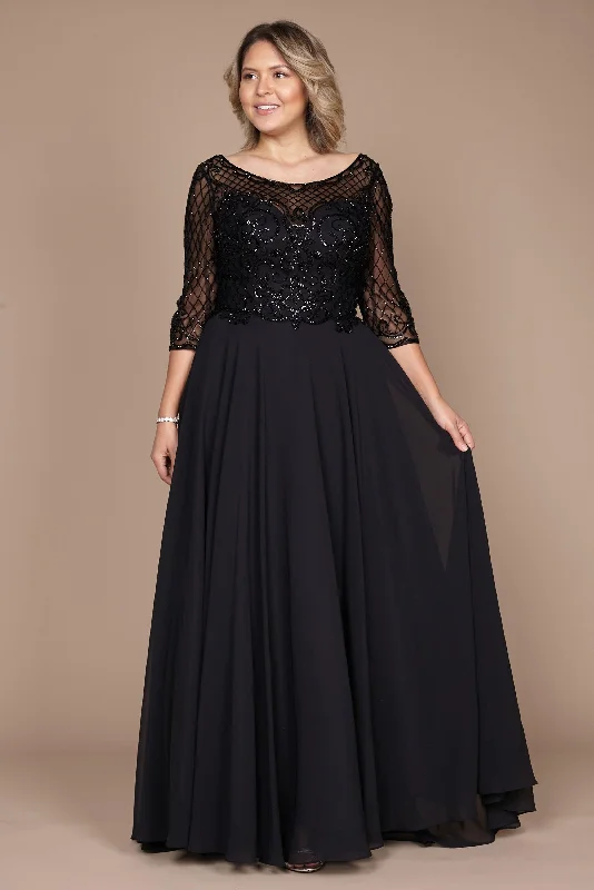 halter neck wedding dressesDylan & Davids Long Sleeve Hand Beaded Mother of The Bride Dress Black