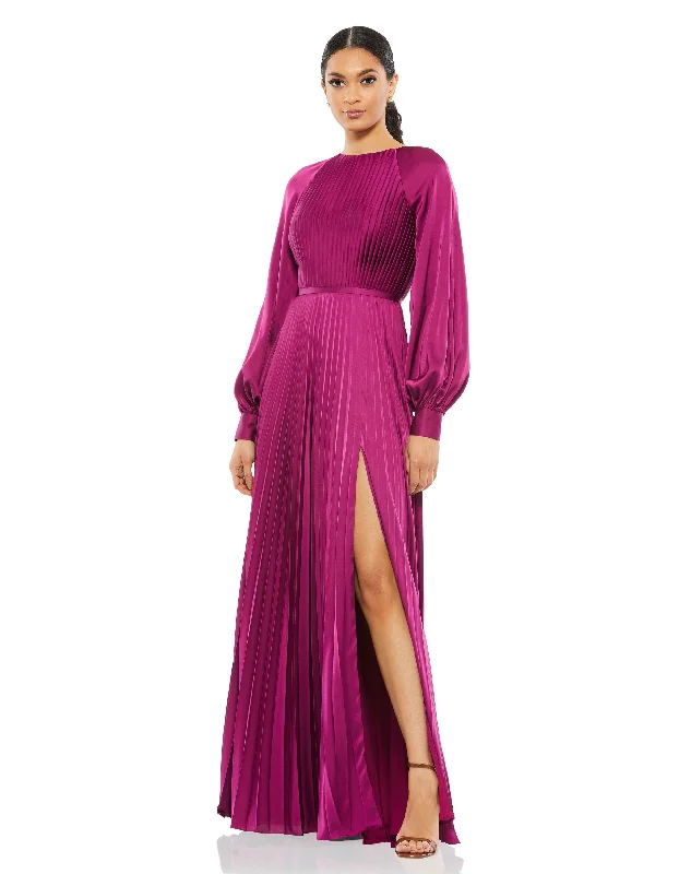 Flexible Long Sleeves DressMac Duggal 26590 Long Sleeve Formal Pleated Dress