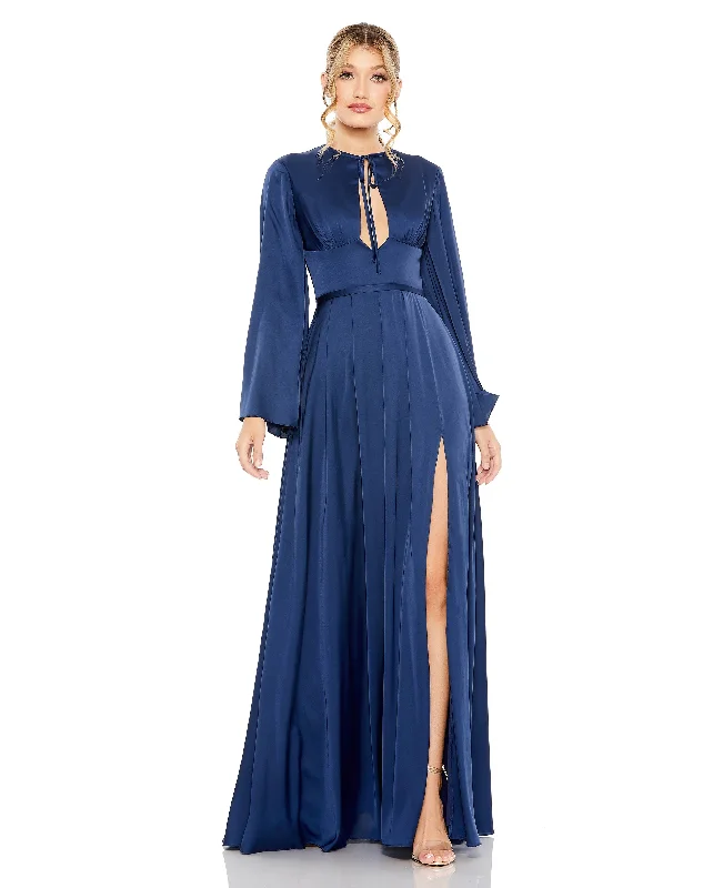 Flirty Long Sleeves Cold-Shoulder DressMac Duggal 68308 Long Sleeve Formal A Line Dress