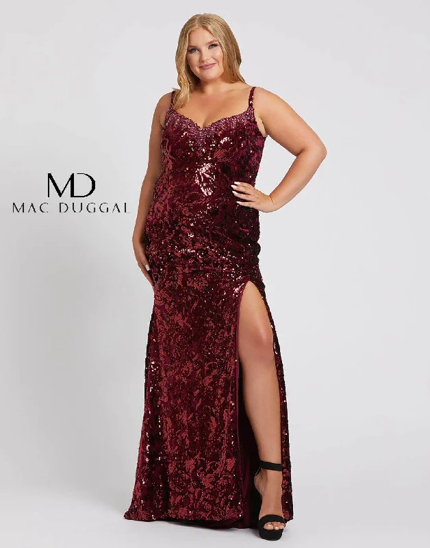 maxi dresses with thigh-high slitsMac Duggal 77562 Fabulous Long Plus Size Dress