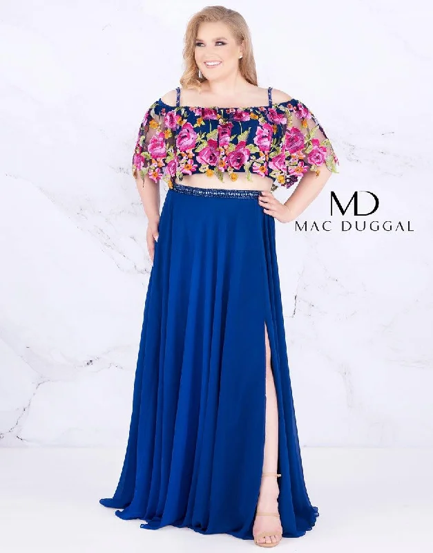 maxi dresses with buttonsMac Duggal 77521 Fabulouss Long Plus Size Dress