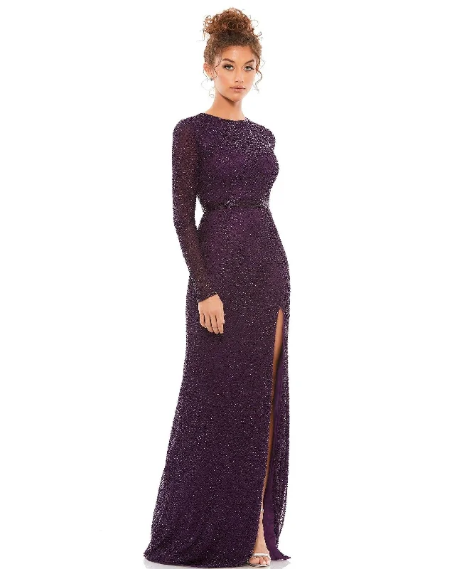 Fitted Formal Long Sleeves DressMac Duggal Formal Beaded Long Sleeve Dress Sale