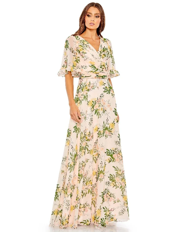 maxi dresses under $50Mac Duggal 11320 Long Formal Floral Chiffon Dress