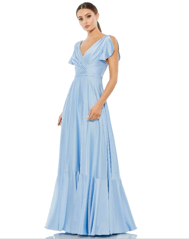 maxi dresses with buttonsMac Duggal 11256 Long Formal Pleated Satin Dress