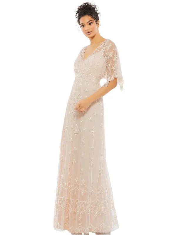 flowy wedding dressesMac Duggal 9144 Long Mother of the Bride Dress