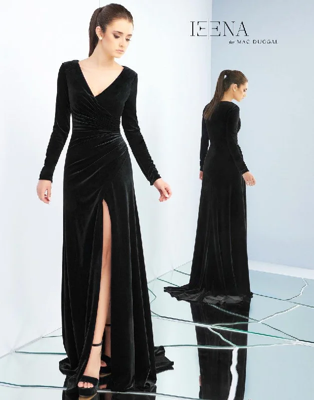 Formal Occasion Long Sleeves DressMac Duggal 26007 Long Sleeve Formal Velvet Dress