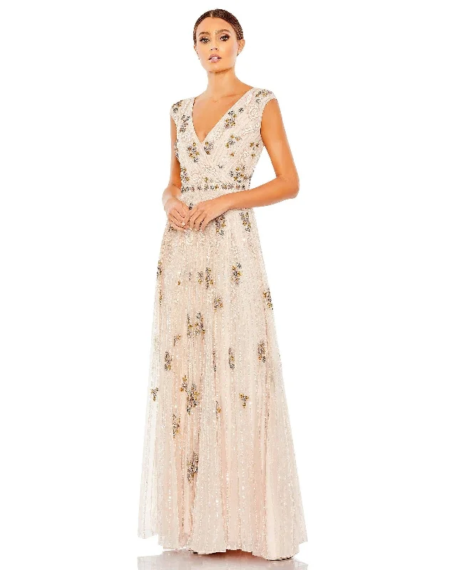 floral maxi dressesMac Duggal 93575 Sleeveless Beaded Formal Long Dress