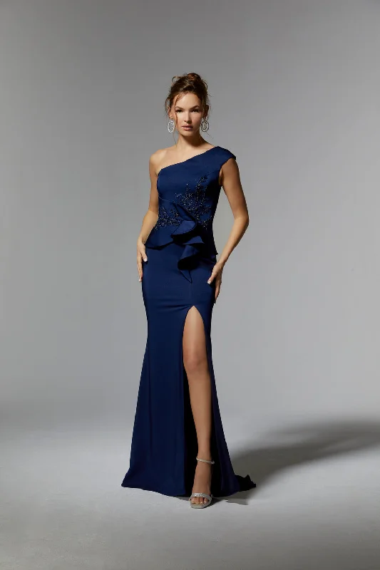 maxi dresses with off-the-shoulder necksMGNY Madeline Gardner New York 72917 Long Formal Peplum Dress