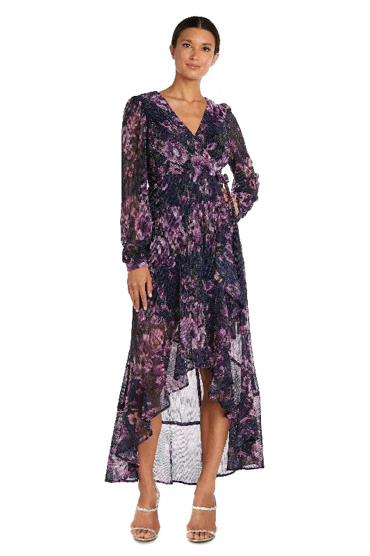 Full-Body Long Sleeves DressNightway High Low Long Sleeve Floral Dress 22051