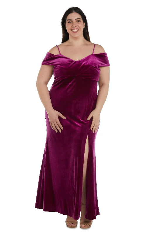 maxi dresses with beltsNightway Long Plus Size Formal Velvet Dress 22094W