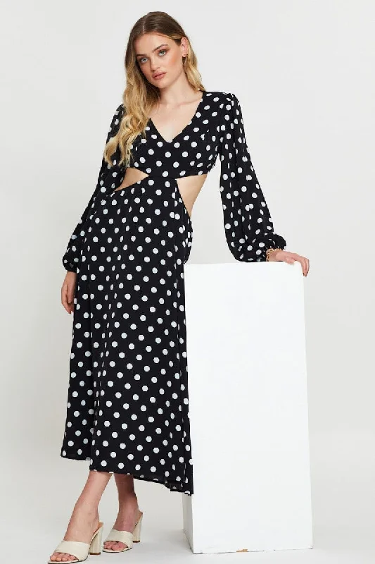 Flirty Fit Long Sleeves DressPolka Dot Max Dress Long Sleeve