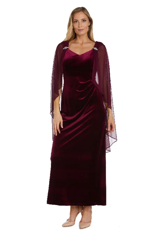 maxi dresses with high slitsR&M Richards 2668P Long Formal Petite Cape Dress