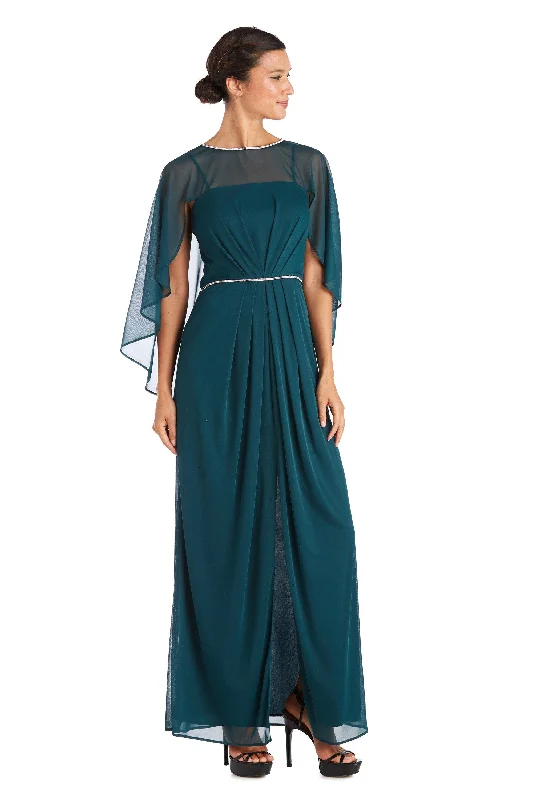 maxi dresses with pockets and sleevesR&M Richards 2461P Long Formal Petite Chiffon Dress