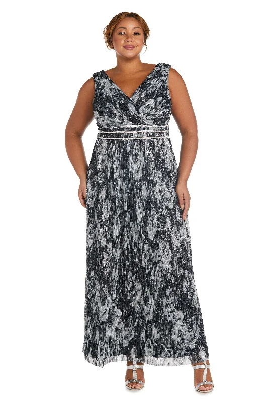 maxi dresses for breastfeeding mothersR&M Richards 7178W Long Plus Size Metallic Dress