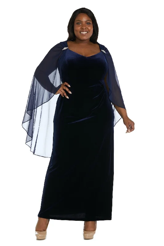 velvet maxi dressesR&M Richards 2668W Long Plus Size Velvet Cape Dress