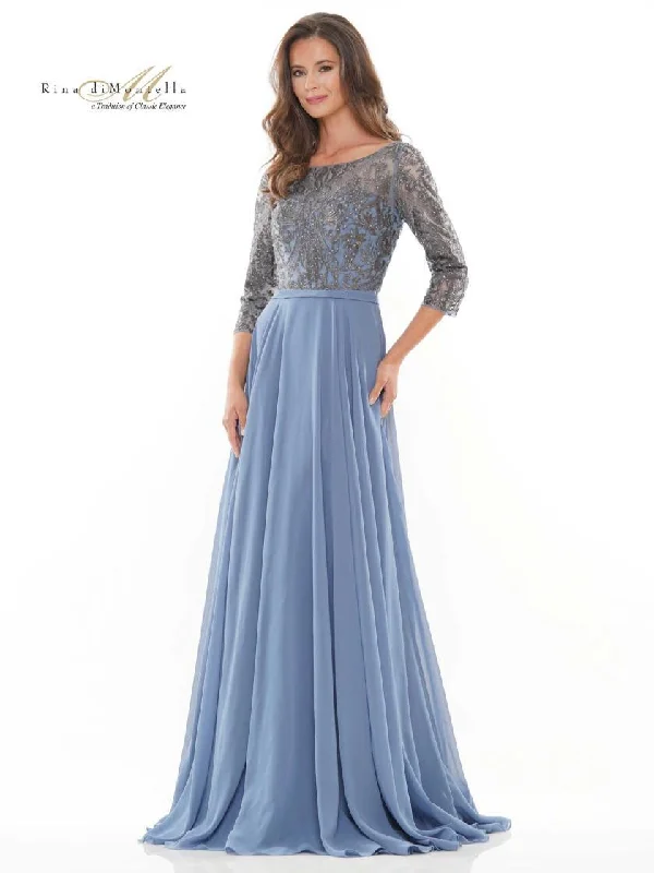 maxi dresses with cold-shoulder cutsRina di Montella Chiffon Long Dress 2745