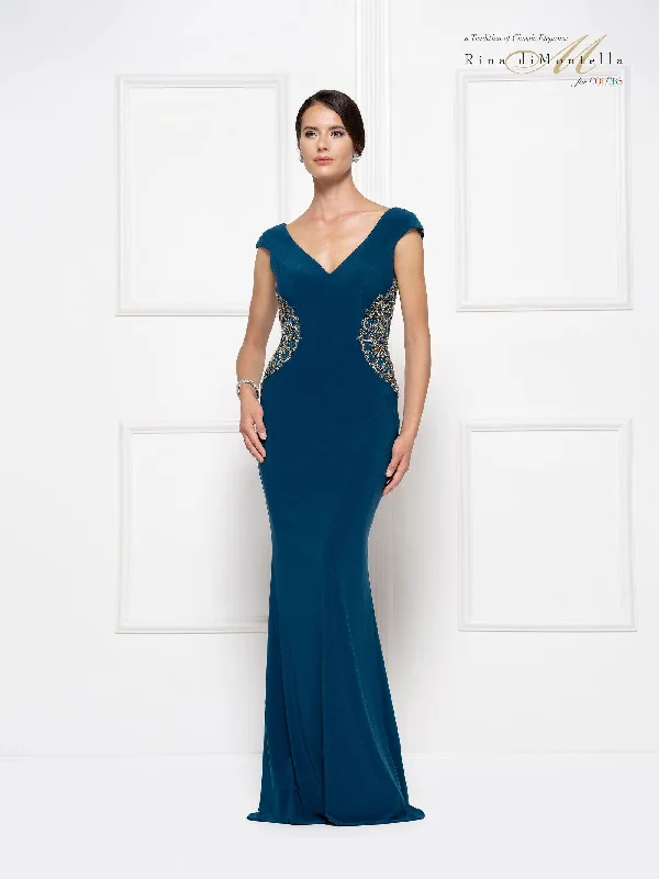 maxi dresses with cap sleevesRina di Montella Formal Long Dress 2692