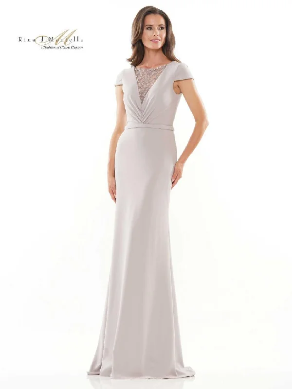 maxi dresses with high necklinesRina di Montella Long Formal Beaded Dress 2729