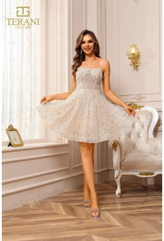 curve-hugging party dressesTerani Couture 251P4043 Short Homecoming Beaded Cocktail Dress