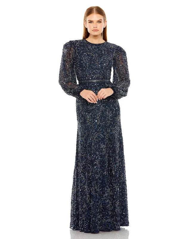 Formal Occasion Long Sleeves DressMac Duggal 93902 Sheer Long Sleeve Beaded Dress