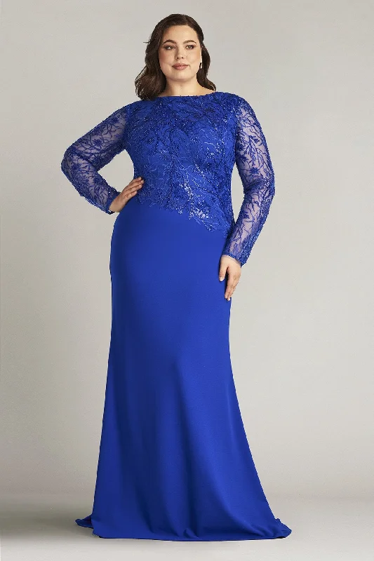 Fresh Long Sleeves DressTadashi Shoji CDN16206LXYQ Long Sleeve Formal Beaded Plus Size Dress