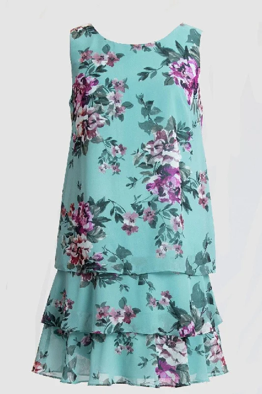 Sleeveless Dress With Balloon Sleeves (detachable)Connected Apparel Short Sleeveless Floral Day Dress