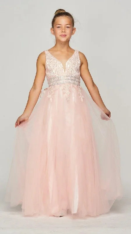 Sleeveless Dress With PatternsFloor Length Sleeveless Flower Girl Dress