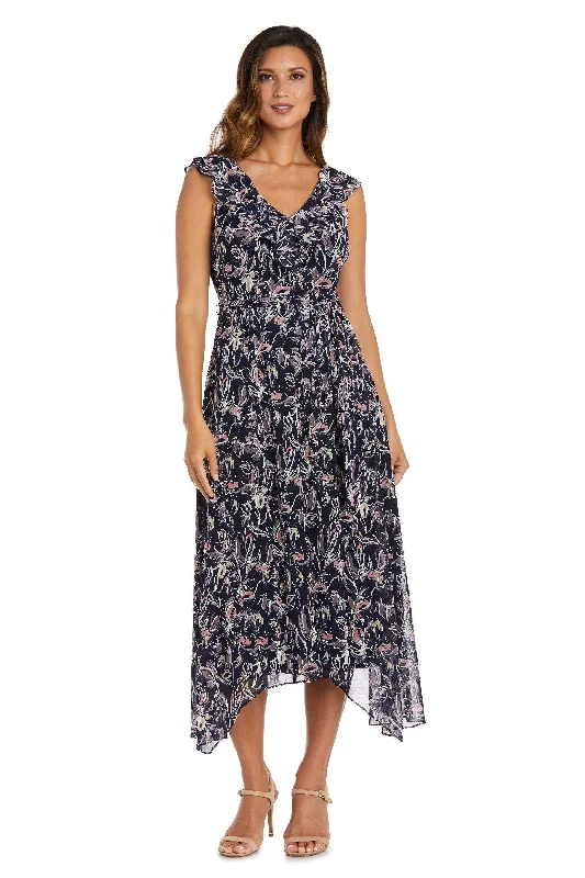 Sleeveless Dress BohemianR&M Richards 9314 High Low Sleeveless Floral Dress