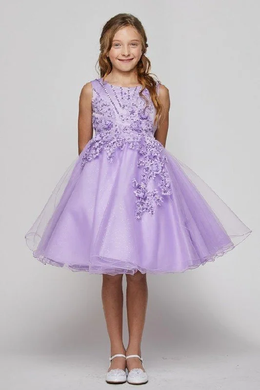 Sleeveless Dress For WeddingShort Sleeveless Glitter Flower Girl Dress