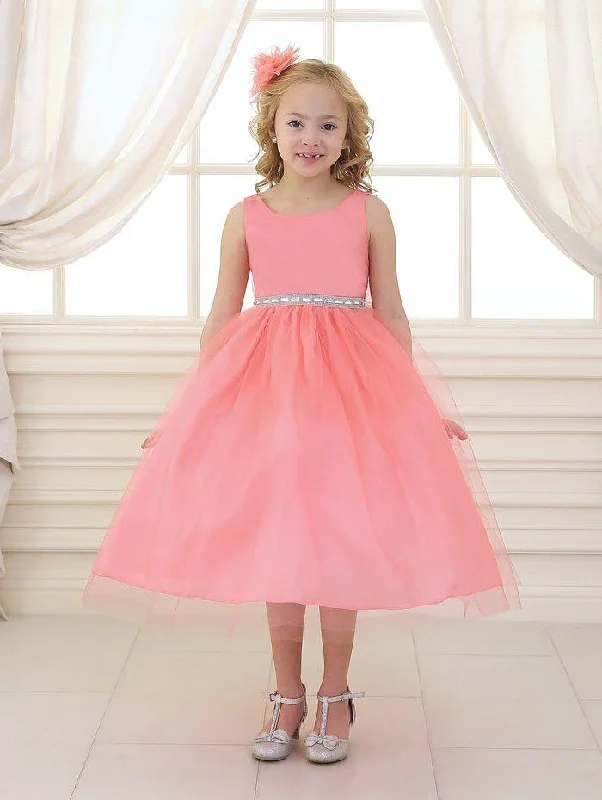 Sleeveless Dress With Lace-Up BackSleeveless Beaded Waistline Flower Girl Dress