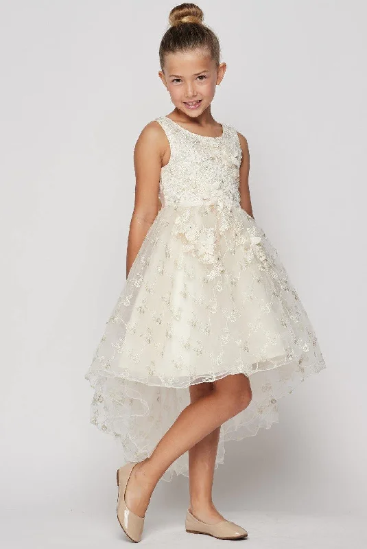 Sleeveless Dress With SequinsSleeveless Embroidery Flower Girls Dress