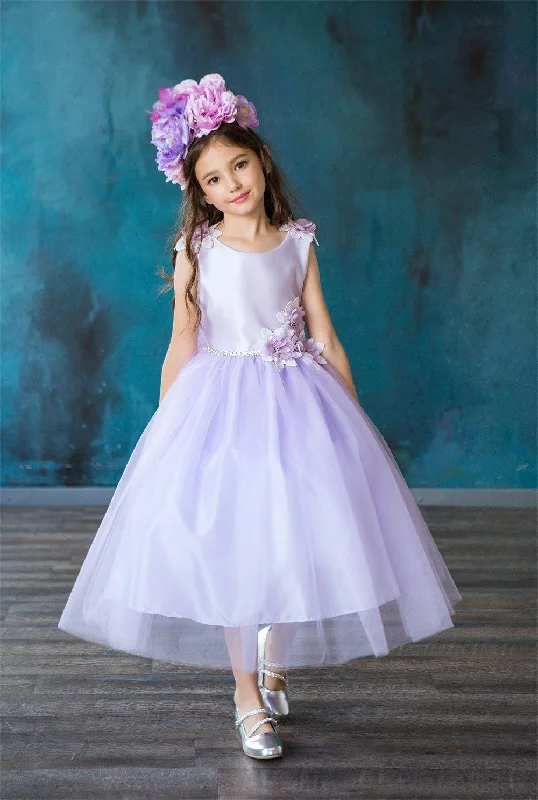 Sleeveless Dress With Keyhole BackSleeveless Floral Tea Length Flower Girl Dress Sale