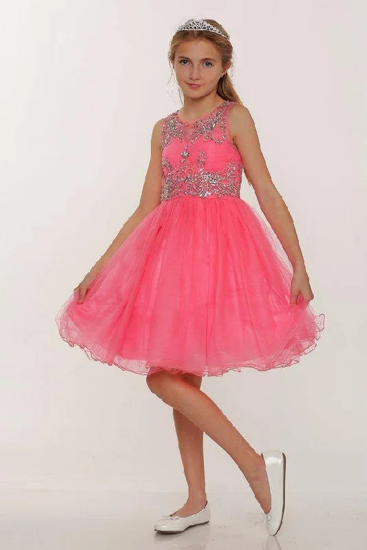 Sleeveless Dress In SilkSleeveless Flower Girl Dress with Rhinestone Bodice