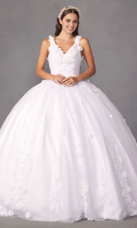 Sleeveless Dress With ZippersTraditional White Quinceañera Dress Princess Dress Floor Length Sleeveless with Appliques