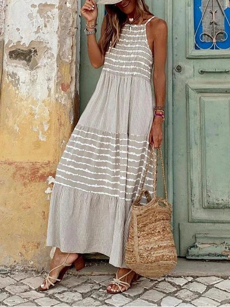 Sleeveless Dress For PartyFashionSierra - 2024 Vintage Summer Sleeveless Sexy Off Shoulder Boho Dress