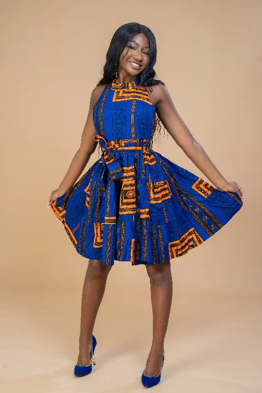 Sleeveless Dress In OrganzaZaria Ankara Sleeveless Dress | Blue African Print