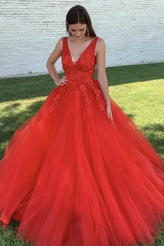 prom dress shopping tipsA Line 2025 Red Prom Dresses Lace V Neck Long Graduation 16 Dresses