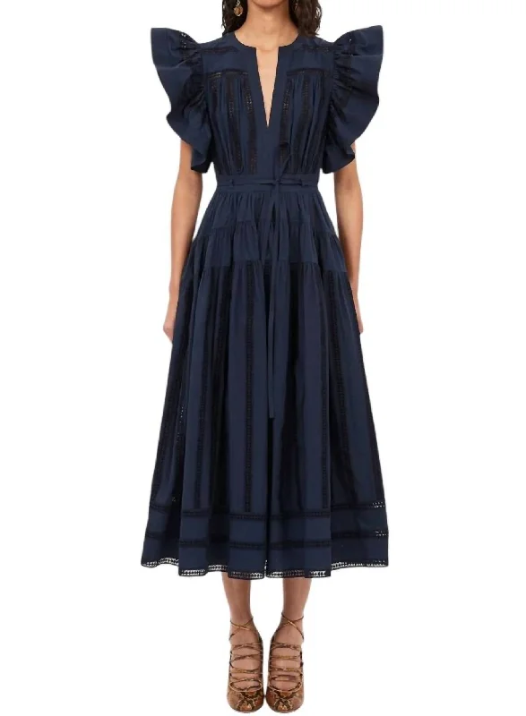 lightweight chiffon midi dressesEmery Dress In Midnight